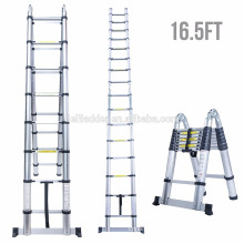 16.5Ft Aluminum Multi Purpose Ladder Telescoping Telescopic Extension Folding